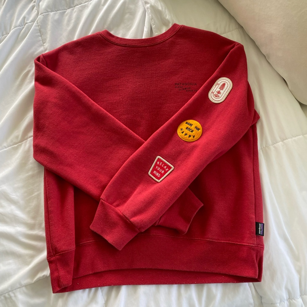 NWOT Patagonia womens Red Sweatshirt with Patches